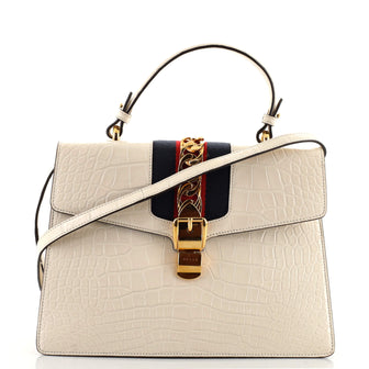 Gucci Sylvie Top Handle Bag Crocodile Medium