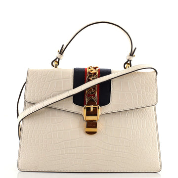 Gucci Sylvie Top Handle Bag Crocodile Medium