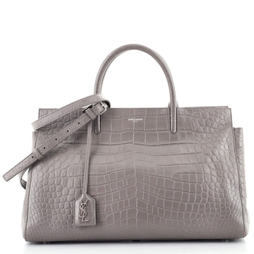 Saint Laurent Rive Gauche Cabas Crocodile Embossed Leather Medium