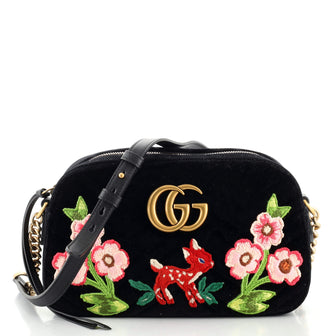 Gucci GG Marmont Shoulder Bag Matelasse Velvet with Applique Small