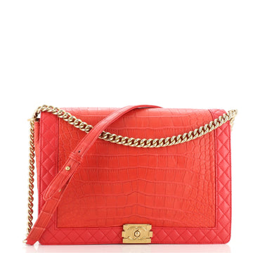 Chanel Reverso Boy Flap Bag Alligator and Calfskin Large