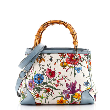 Gucci Bamboo Shopper Tote Flora Canvas Small