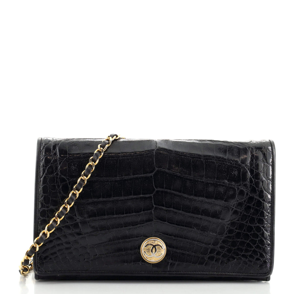 Chanel Vintage CC Full Flap Bag Crocodile Medium Black 125911249