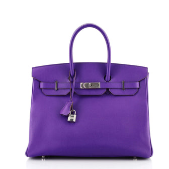 Hermes Birkin Handbag Purple Epsom with Palladium Hardware 35