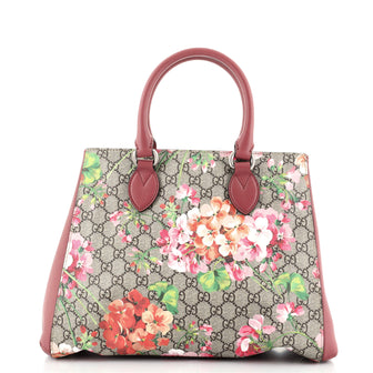 Gucci Convertible Shopping Tote Blooms Print GG Coated Canvas Large