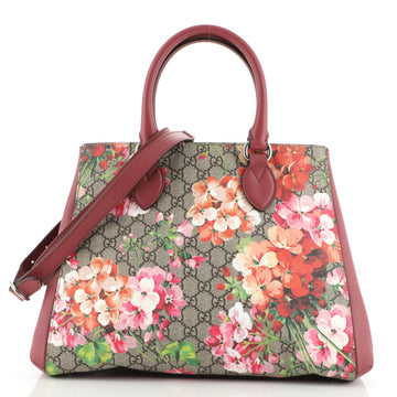 Gucci Convertible Shopping Tote Blooms Print GG Coated Canvas Large