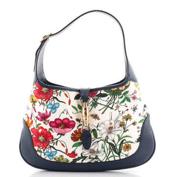 Gucci Jackie Hobo Flora Canvas with Leather Medium