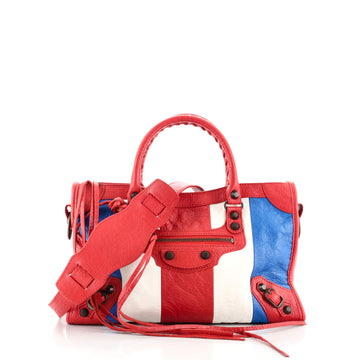 Balenciaga City Classic Studs Bag Striped Leather Small