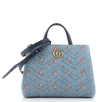 Gucci GG Marmont Tote Printed Matelasse Denim Small