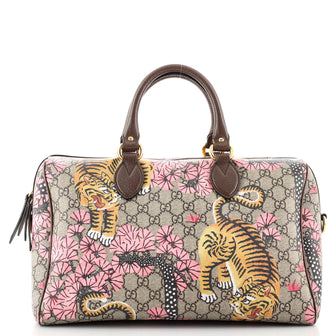 Gucci Boston Bag Bengal Print GG Coated Canvas Medium
