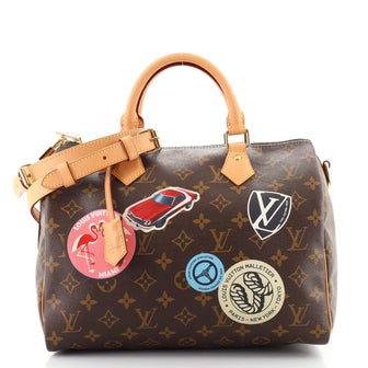 Louis Vuitton Speedy Bandouliere Bag Limited Edition World Tour Monogram Canvas 30