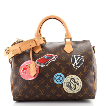Louis Vuitton Speedy Bandouliere Bag Limited Edition World Tour Monogram Canvas 30