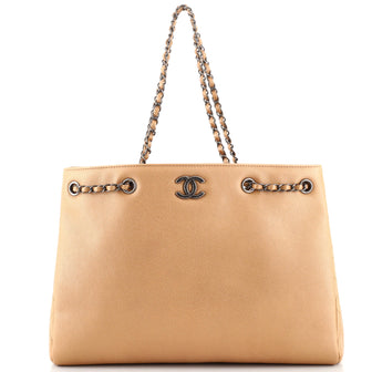 Chanel Woven Chain Shopping Tote Caviar Large