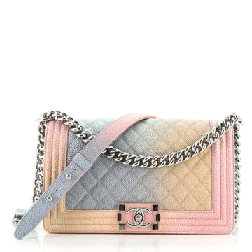 Chanel Rainbow Boy Flap Bag Quilted Painted Caviar Old Medium
