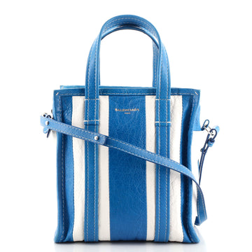 Balenciaga Bazar Convertible Tote Striped Leather XS