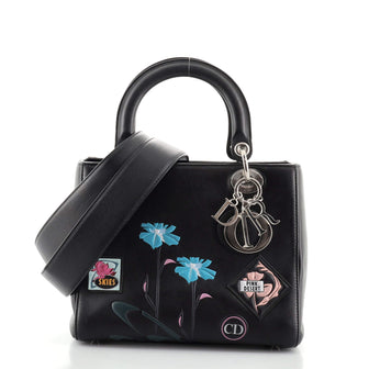 Christian Dior Lady Dior Bag Patch Embellished Leather Medium