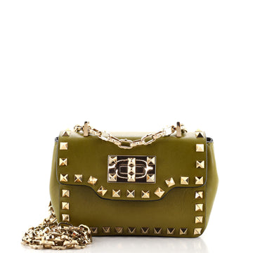 Valentino Rockstud Turn Lock Chain Flap Bag Leather Small