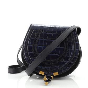Chloe Marcie Crossbody Bag Crocodile Embossed Leather Mini