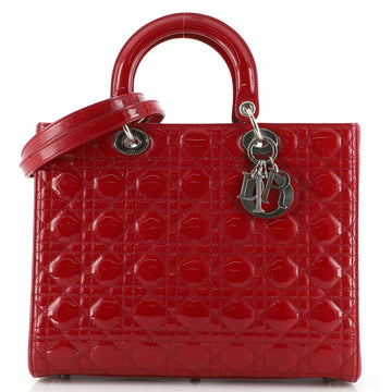 Christian Dior Vintage Lady Dior Bag Cannage Quilt Patent Large