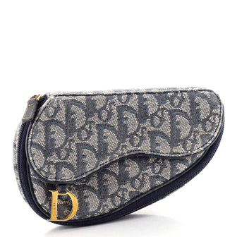 Christian Dior Saddle Zip Pouch Diorissimo Canvas