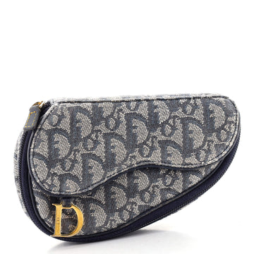 Christian Dior Saddle Zip Pouch Diorissimo Canvas