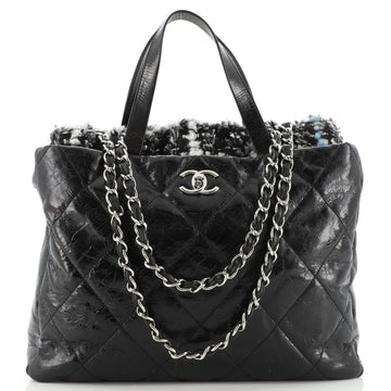 Chanel Portobello Tote Quilted Glazed Calfskin and Tweed Medium