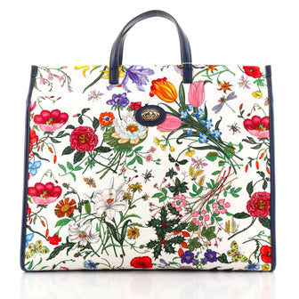 Gucci Zip Tote Flora Canvas Large
