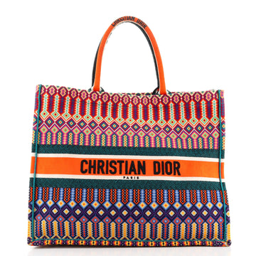 Christian Dior Book Tote Embroidered Canvas