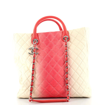 Chanel CC Charm Shopping Tote Quilted Ombre Caviar Medium
