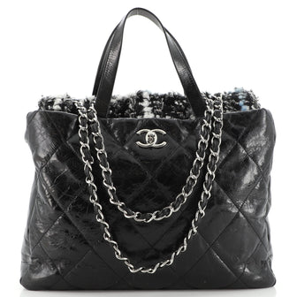 Chanel Portobello Tote Quilted Glazed Calfskin and Tweed Medium