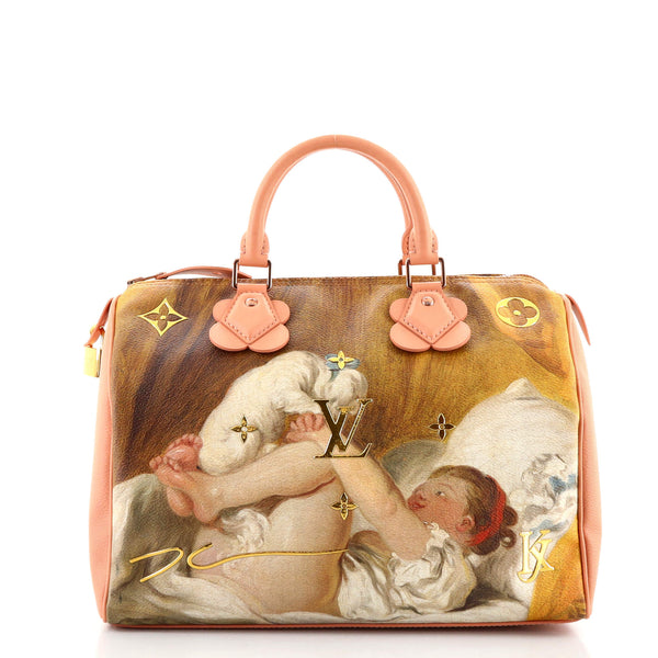 Louis Vuitton Speedy Handbag Limited Edition Jeff Koons Fragonard Print  Canvas