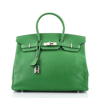 Hermes Birkin Handbag Green Epsom with Palladium Hardware 35