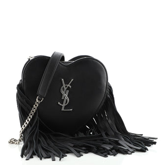 Saint Laurent Fringe Love Heart Chain Bag Leather Small
