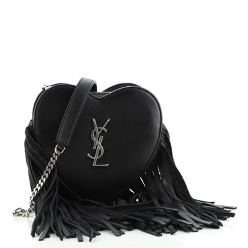 Saint Laurent Fringe Love Heart Chain Bag Leather Small