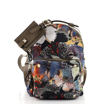 Valentino Rockstud Backpack Printed Nylon Mini