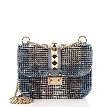 Valentino Glam Lock Shoulder Bag Embellished Leather Small