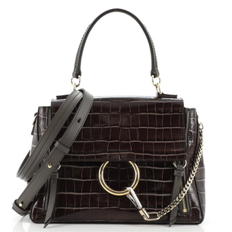 Chloe Faye Day Bag Crocodile Embossed Leather Small