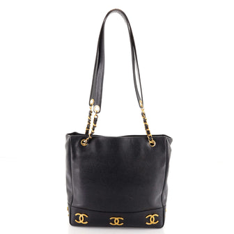 Chanel Vintage Metal CC Shoulder Bag Caviar Medium