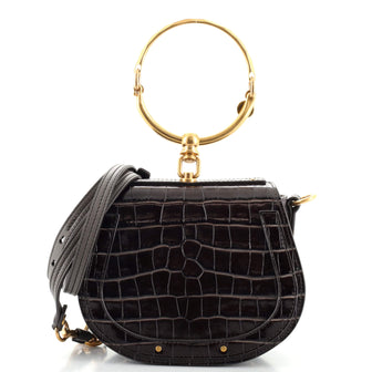 Chloe Nile Crossbody Bag Crocodile Embossed Leather Small