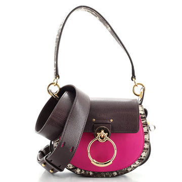 Chloe Tess Bag Leather and Lizard Embossed Leather Small
