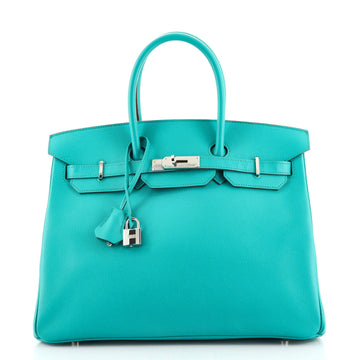Hermes Birkin Handbag Blue Epsom with Palladium Hardware 35