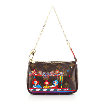 Louis Vuitton Pochette Accessoires Limited Edition Vivienne Xmas Monogram Canvas Mini