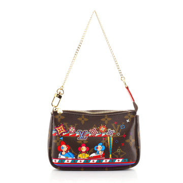 Louis Vuitton Pochette Accessoires Limited Edition Vivienne Xmas Monogram Canvas Mini