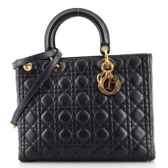 Christian Dior Vintage Lady Dior Bag Cannage Quilt Lambskin Large