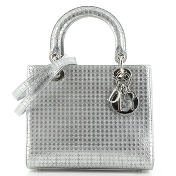 Christian Dior Lady Dior Bag Micro Cannage Metallic Calfskin Medium