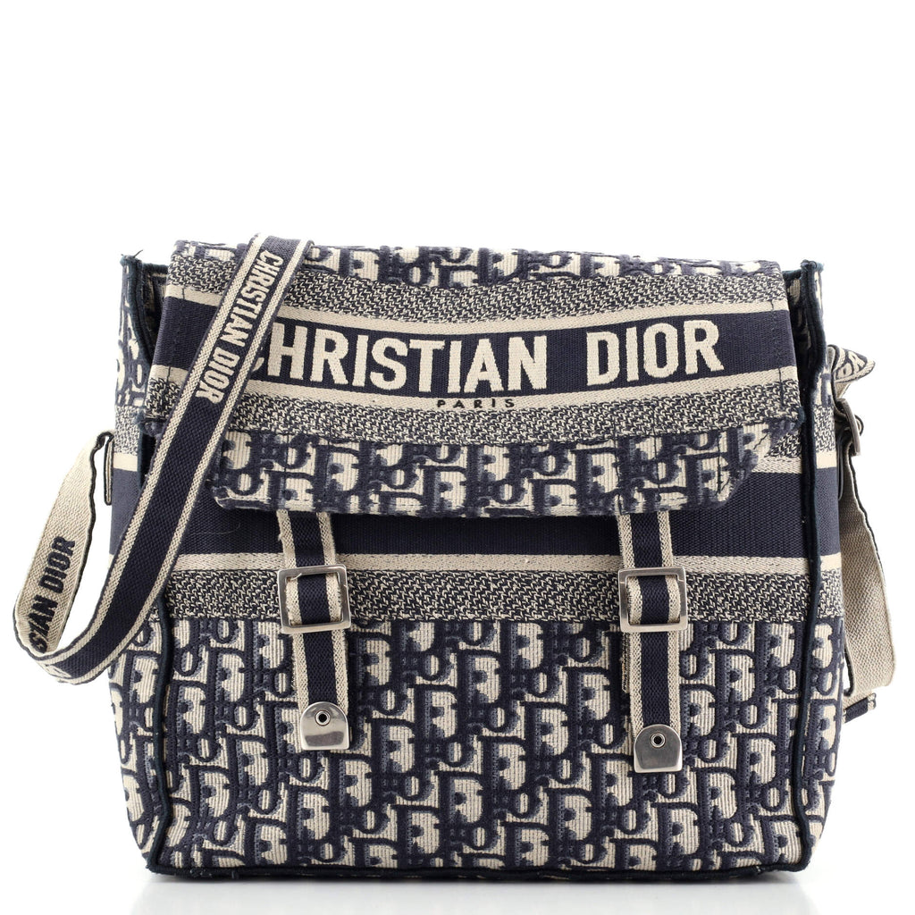 Dior Kids - Kid's Messenger Bag Blue Calfskin and Dior Oblique Canvas - Girl Bags