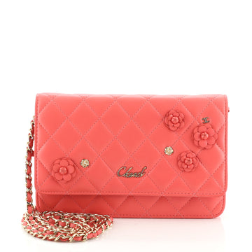 Chanel Camellia Charms Wallet on Chain Quilted Lambskin