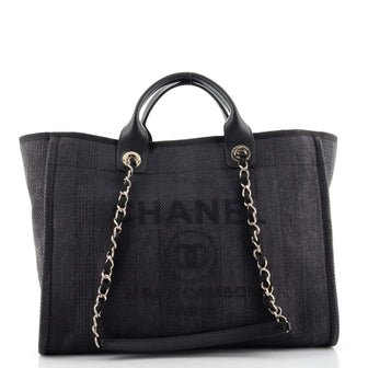 Chanel Deauville Tote Striped Mixed Fibers Medium