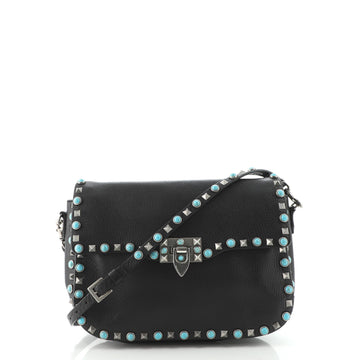 Valentino Rolling Rockstud Crossbody Bag Leather with Cabochons Medium