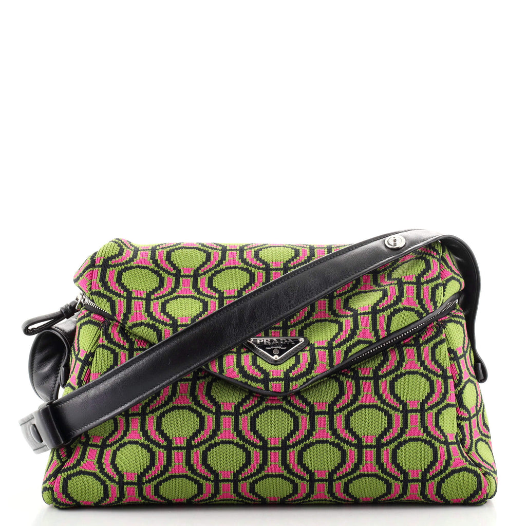 Prada Signaux Shoulder Bag Jacquard Knit Medium 125935